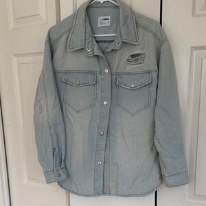 Cisono Distressed/distructed Light Blue Jean Jacket